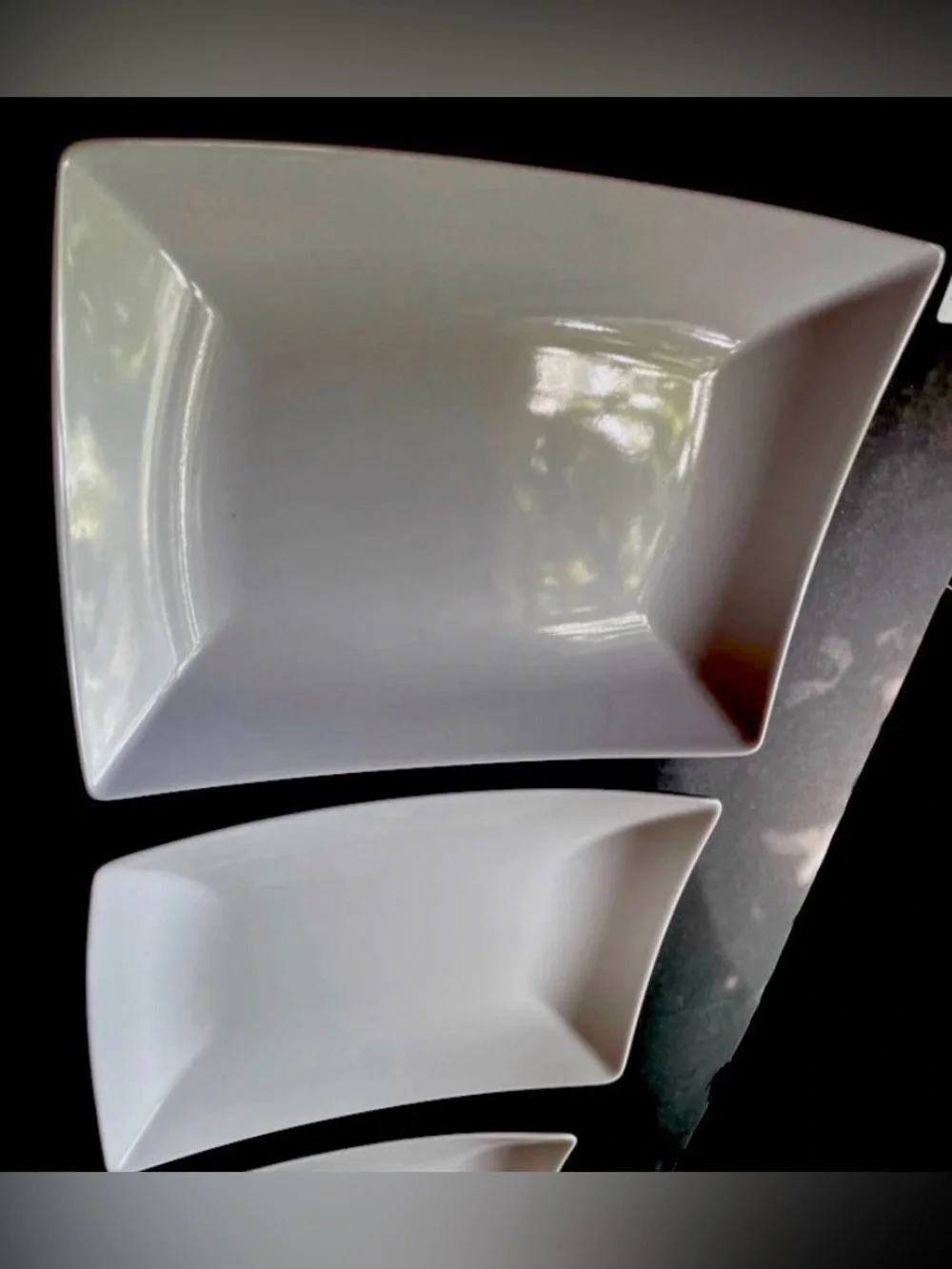 IKEA Modern White Ceramic Serving Plates & Wave Bowls 6 Pc Set New